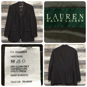 Lauren Ralph Lauren Plaid Wool Blazer Men’s 46R Brown 2 Button (Read Desc)